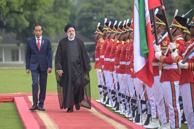 Presiden Joko Widodo menerima kunjungan Presiden Iran Ebrahim Raeisi di Istana Bogor, Jawa Barat, Selasa (23/5/2023). Foto: Hafidz Mubarak A/ANTARA FOTO