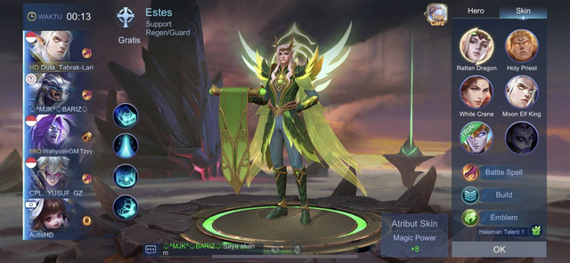 Estes memiliki kemampuan untuk menyembuhkan dirinya sendiri dan rekan setimnya. (Sumber: Mobile Legends)