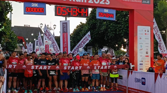 Suasana Ambarrukmo Volcano Run di Museum Gunung Api Merapi, Kabupaten Sleman, Minggu (28/5). Foto: Arfiansyah Panji Purnandaru/kumparan