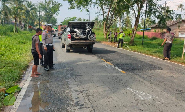 Lokasi kejadian kecelakaan lalu lintas di Jalan Raya Peniti, Mempawah. Foto: Dok. Polres Mempawah