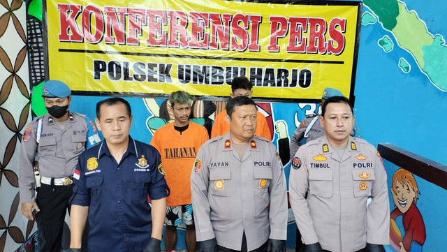 Jumpa pers penangkapan tersangka penganiayaan di Umbulharjo, Yogya. Foto: Dok. Polsek Umburharjo.