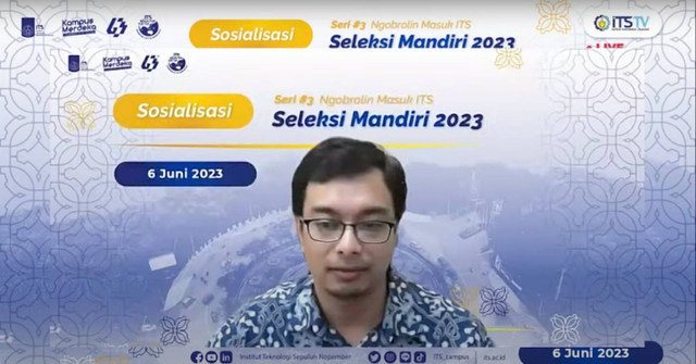Kepala Subdirektorat Admisi ITS Dr Eng Unggul Wasiwitono ST MEngSc saat menjawab pertanyaan salah satu partisipan secara daring.