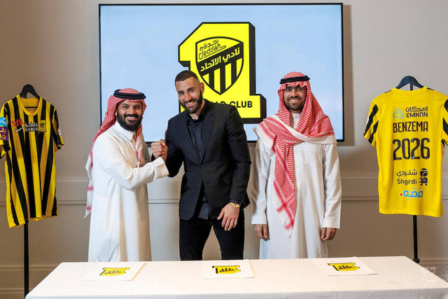Karim Benzema resmi menjadi pemain Al Ittihad. Foto: Al Ittihad/via REUTERS