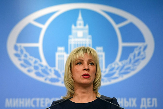 Juru bicara Kementerian Luar Negeri Rusia Maria Zakharova berbicara kepada media di Moskow pada 29 Maret 2018.
 Foto: Yuri Kadobnov/AFP
