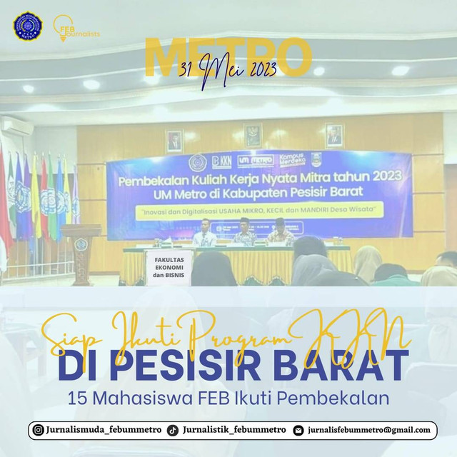 15 Mahasiswa FEB Ikuti Pembekalan KKN Pesibar-UM Metro 2023, Sumber gambar: ig jurnalismuda_febummetro