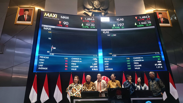 PT Maxindo Karya Anugerah Tbk (MAXI) dan PT Pelayaran Kurnia Lautan Semesta Tbk (KLAS) melakukan penawaran saham perdana (initial public offering) atau IPO pada hari Senin (12/6). Foto: Ghinaa Rahmatika/kumparan