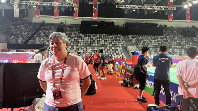 Pelatih ganda putra Indonesia, Herry IP, usai sesi latihan di Istora Senayan, Jakarta, pada Senin (12/6) jelang Indonesia Open 2023. Foto: Jodi Hermawan/kumparan