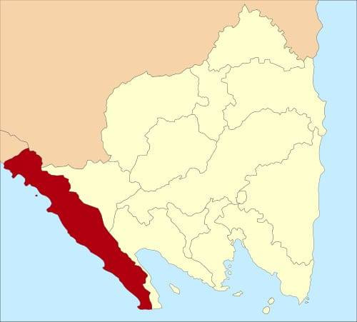 Peta lokasi administratif Kabupaten Pesisir Barat. | Foto: Ist