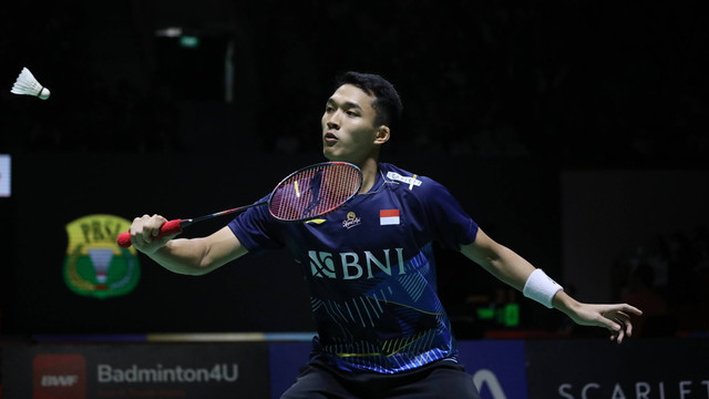 Tunggal putra Indonesia Jonatan Christie di Indonesia Open 2023. Foto: Aditia Noviansyah/kumparan