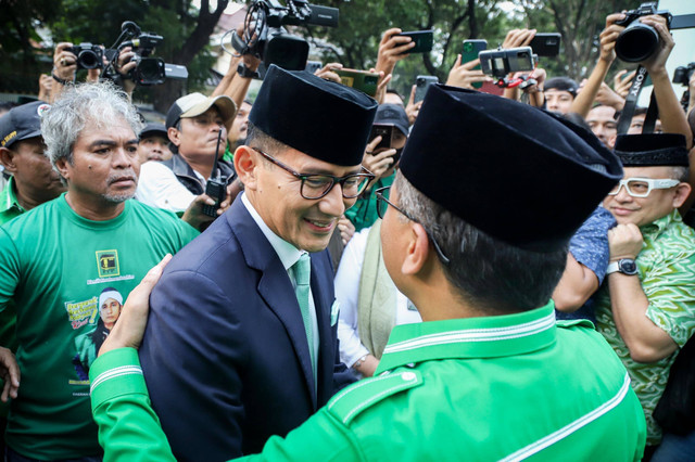Sandiaga Uno tiba di Kantor DPP PPP, Jakarta, Rabu (14/6/2023). Foto: Jamal Ramadhan/kumparan