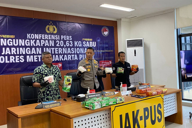 Polisi ungkap peredaran narkoba 20 kg jaringan Sumsel-DKI Jakarta.  Foto: Humas Polres Jakarta Pusat