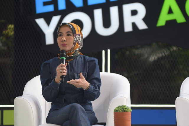 Dirut Pertamina Nicke Widyawati menghadiri kegiatan Pertamina Energizing Your Action. Foto: Pertamina