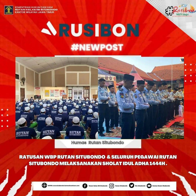 Ratusan WBP Rutan Situbondo Melaksanakan Salat Idul Adha 1444 H