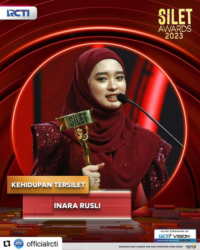 Inara Rusli menang Silet Awards. Foto: @silet_indigo