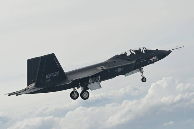 Prototipe jet tempur KF-21/KFX yang dikembangkan Korea Selatan bersama Indonesia. Foto: Dok. Korea Aerospace Industries