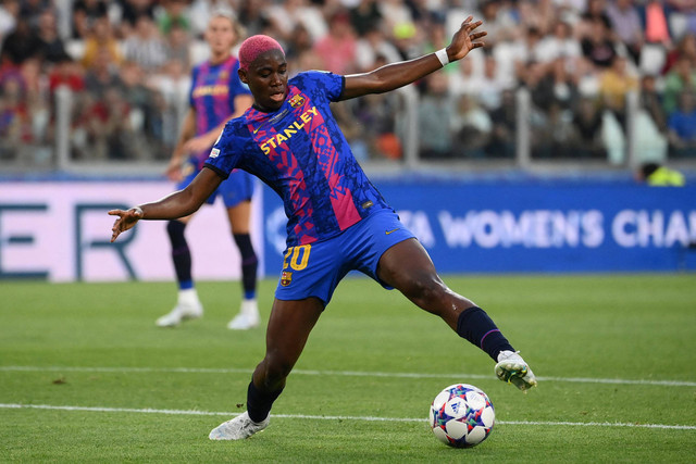 Penyerang Barcelona asal Nigeria Asisat Oshoala. Foto: FRANCK FIFE / AFP