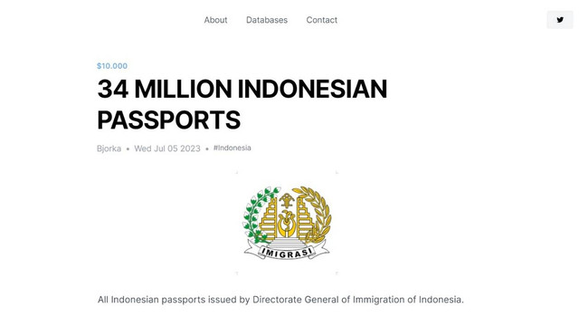 Data 34 juta paspor Indonesia diduga bocor. Foto: bjork.ai