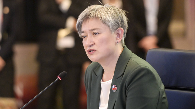 Menlu Australia Penny Wong menyampaikan pandangan pada Pertemuan Menteri Luar Negeri ASEAN (PMC) bersama Australia di Jakarta, Kamis (13/7/2023). Foto: ANTARA FOTO/Hafidz Mubarak A