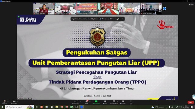 Rupbasan Mojokerto Mengikuti Pengukuhan Satgas Unit Pemberantasan Pungutan Liar (UPP) (Foto:HumasRupMoker)