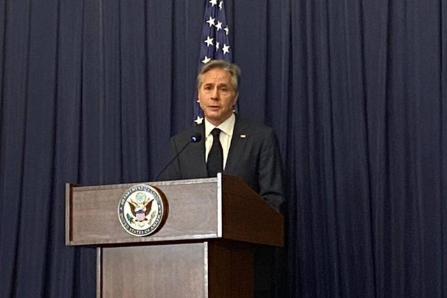 Menteri Luar Negeri Amerika Serikat Antony Blinken memberikan keterangan pers usai menghadiri Pertemuan Menteri Luar Negeri ASEAN di Jakarta, Jumat (14/7/2023).  Foto: Aliyya Bunga/kumparan