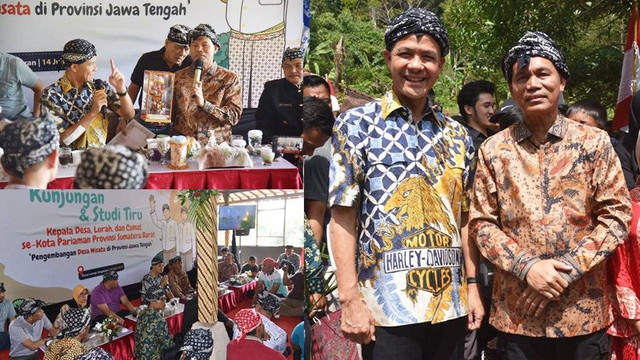 Gubernur Jateng Ganjar Pranowo mengajak Wali Kota Pariaman Genius Umar mengunjungi Desa Wisata Lerep, Kecamatan Ungaran Barat, Kabupaten Semarang, Jumat (14/7/2023). Foto: Dok. Pemkot Pariaman