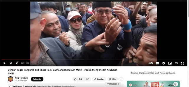 Video YouTube Hoaks Panji Gumilang akan dihukum mati. Foto: Tangkapan Layar You Tube