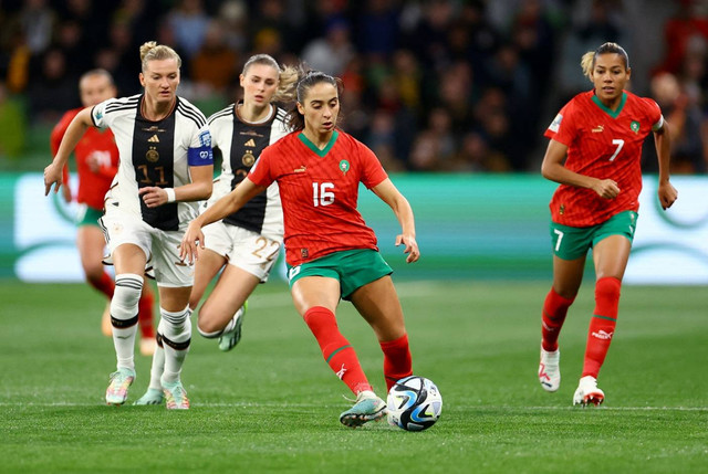 Pertandingan Jerman vs Maroko di Piala Dunia Wanita 2023.  Foto: Hannah McKay/REUTERS