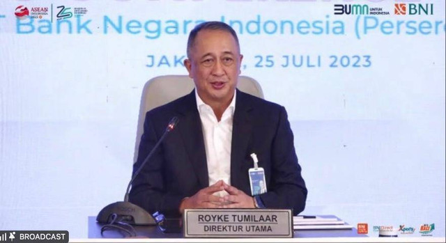 Dirut BNI Royke Tumilaar pada Public Expose BNI, Jakarta (25/7/2023).  Foto: Nabil Jahja/kumparan