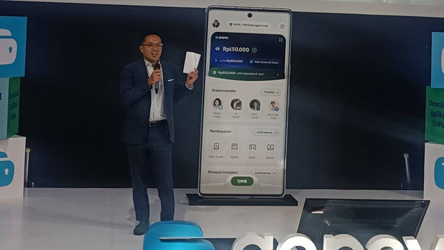 CEO PT GoTo Gojek Tokopedia Tbk (GOTO) Patrick Walujo dalam peluncuran aplikasi Gopay, Rabu (26/7/2023). Foto: Ghinaa Rahmatika/kumparan