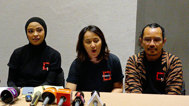 Konferensi pers band Kotak terkait isu terbaru mereka. Foto: Aprilandika Pratama/kumparan