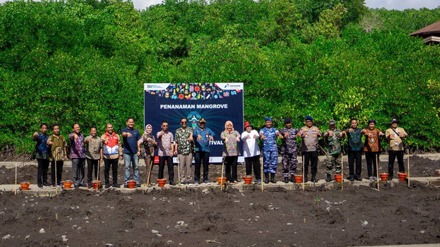 Penanaman bibit mangrove di Tahura Ngurah Rai, Bali - IST
