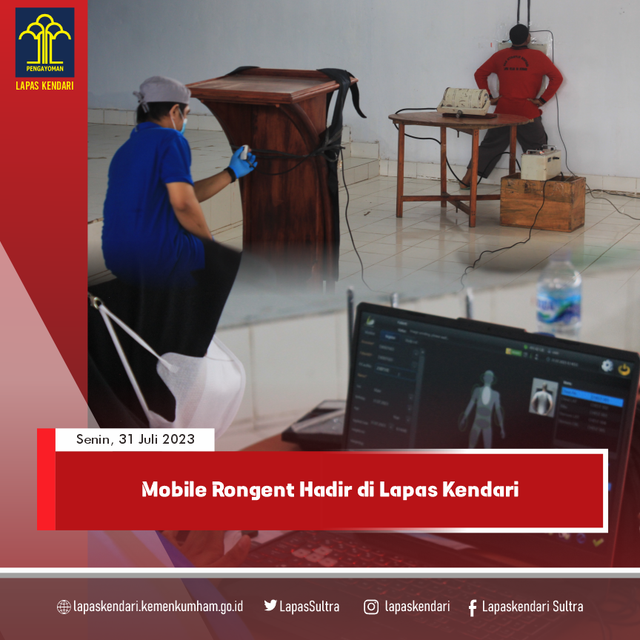 Kolase foto kegiatan skrining gejala dan rontgen dada narapidana Lapas Kendari. Foto: Humas Lapas Kendari 