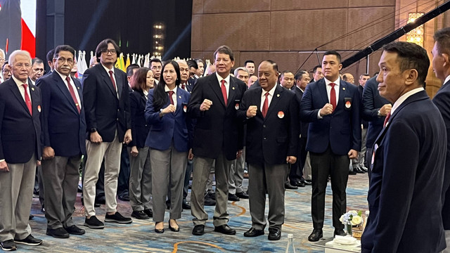 Pelantikan kepengurusan Komite Olahraga Nasional Indonesia (KONI)
Pusat Periode 2023-2027 di Hotel Pullman Jakarta, Selasa (1/8). Foto: Ananta Erlangga/kumparan