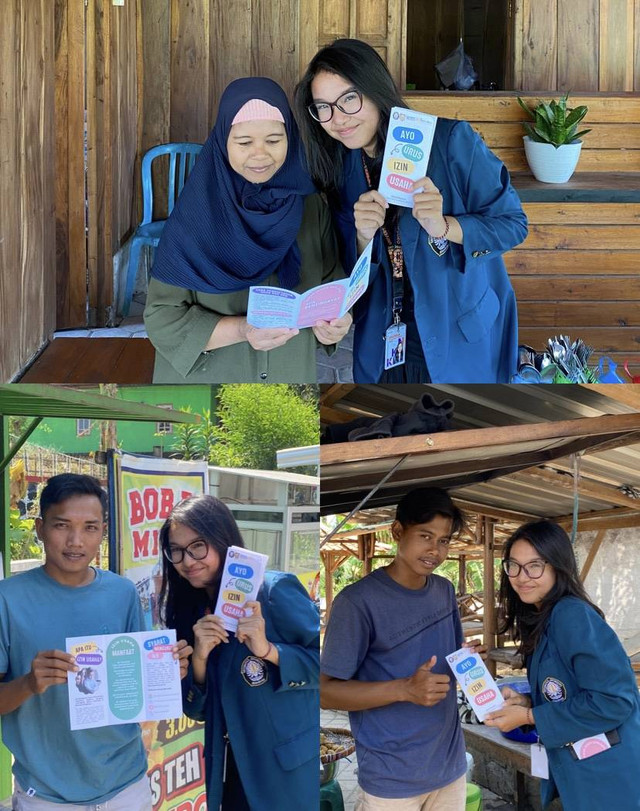 Belinda Felicia Abigail Simatupang, mahasiswi Fakultas Hukum Universitas Diponegoro, melakukan sosialisasi tata cara pengajuan izin berusaha kepada pelaku UMKM di Desa Ketoyan secara door-to-door