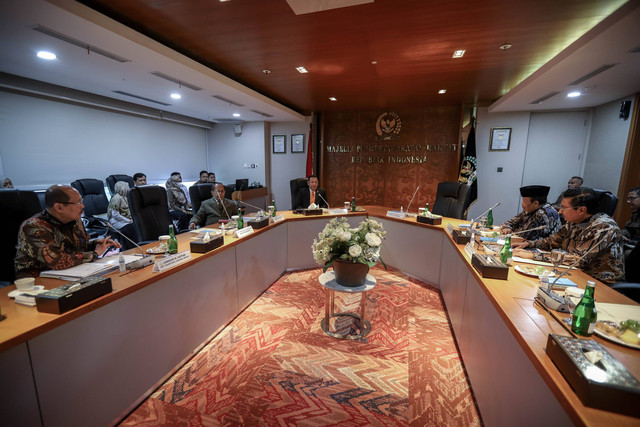 Rapat Pimpinan MPR RI di Ruang Rapat Pimpinan Lantai 9, Gedung Nusantara III MPR RI, Jakarta, Selasa (8/8/2023). Foto: Jamal Ramadhan/kumparan