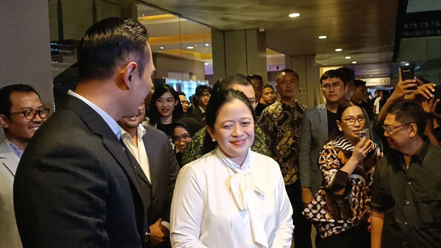 Puan Maharani hadiri peluncuran buku AHY di Djakarta Theater, Jakarta Pusat, Kamis (10/8).  Foto: Hedi/kumparan