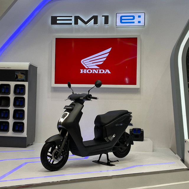 AHM luncurkan motor listrik Honda EM1 e: di GIIAS 2023 ICE BSD, Tangerang, Jumat (11/8). Foto: Aditya Pratama Niagara/kumparan
