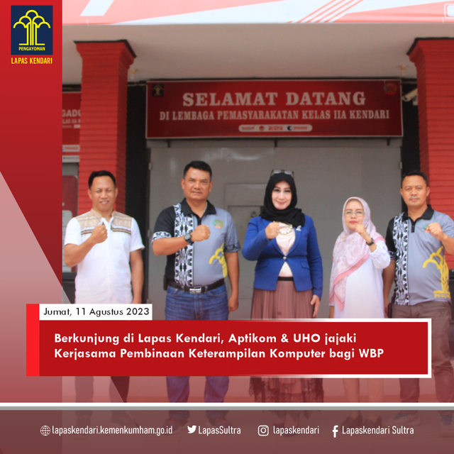 Kalapas Kendari (dua dari kiri) sambut kunjungan Aptikom. Foto: Humas Lapas Kendari