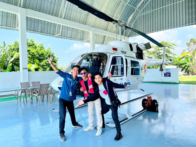 Wisata keliling Kota Bandar Lampung dengan helikopter, Sabtu (12/8/2023) | Foto: Roza Hariqo/Lampung Geh