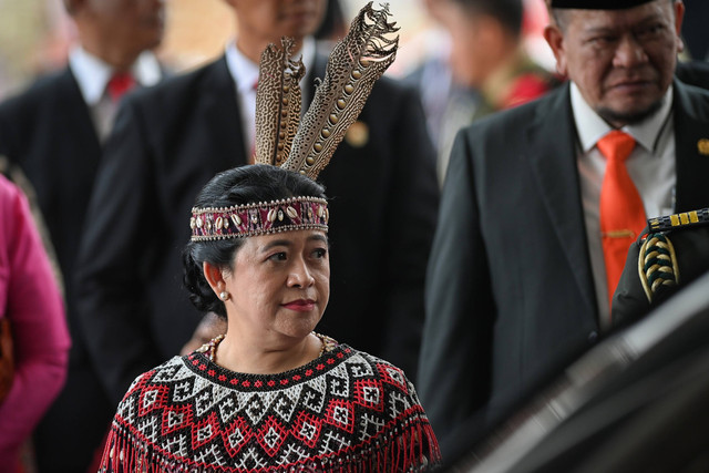 Ketua DPR Puan Maharani meninggalkan lokasi Sidang Tahunan MPR dan Sidang Bersama DPR - DPD Tahun 2023 di Gedung Nusantara, Kompleks Parlemen, Senayan, Jakarta, Rabu (16/8/2023).  Foto: Aditya Pradana Putra/ANTARA FOTO