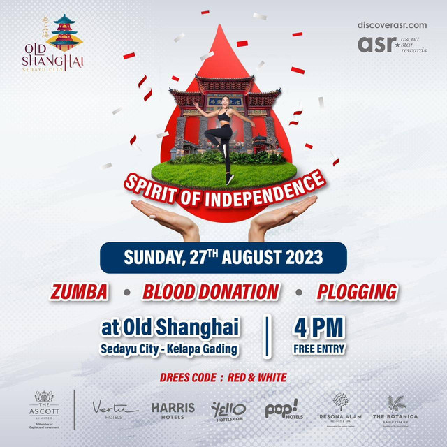 The Ascott Limited Regional Jakarta, Bogor, Bekasi, mengadakan kampanye "Spirit of Independence", Minggu 27 Agustus 2023, di Old Shanghai Sedayu, Kelapa Gading.