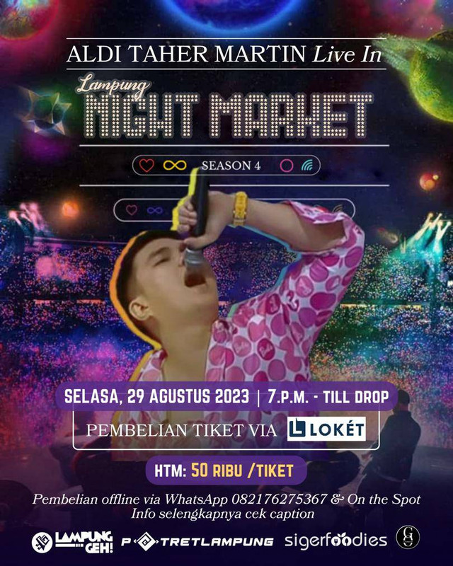 Aldi Taher gelar konser di acara Lampung Night Market (LNM) di Transmart Bandar Lampung. | Foto: Dok Lampung Night Market