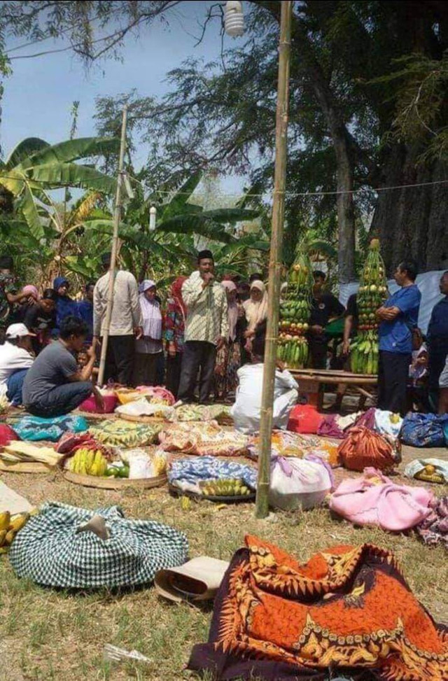 para sesepuh desa membaca doa mengucap syukur atas hasil bumi yang dibei oleh Sang Maha Kuasa (gambar pribadi)