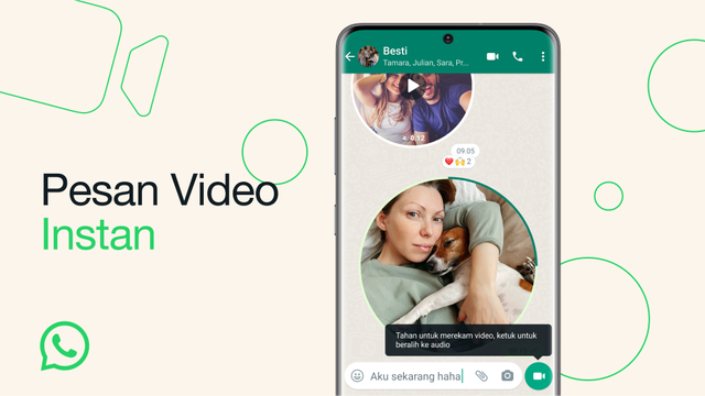 Ilustrasi cara membuat Video note WhatsApp. Foto: WhatsApp