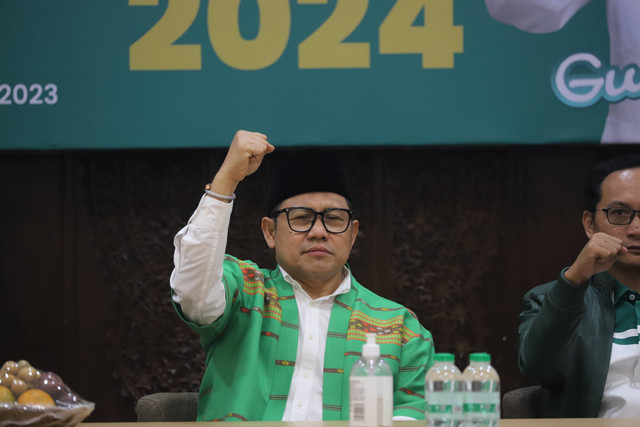 Ketua Umum Partai Kebangkitan Bangsa (PKB) Muhaimin Iskandar atau Cak Imin menggelar Pembukaan Rapat Koordinasi Nasional Pemilu 2024 di Kantor DPP PKB, Cikini, Jakarta, Senin (28/8/2023). Foto: Fitra Andrianto/kumparan
