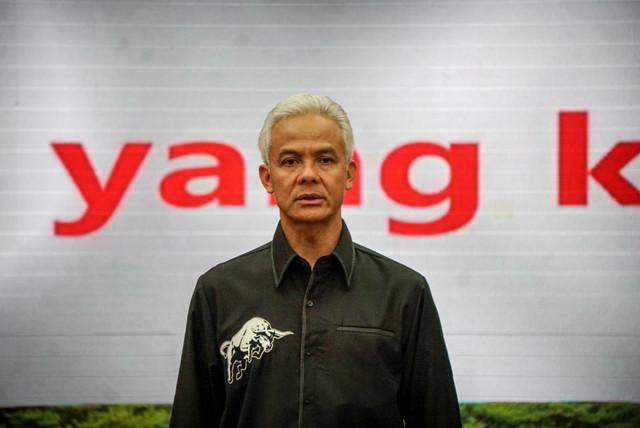 Bacapres PDIP Ganjar Pranowo menghadiri pertemuan dengan Partai Hanura di Kantor DPP PDIP, Jakarta, Senin (28/8/2023). Foto: Jamal Ramadhan/kumparan