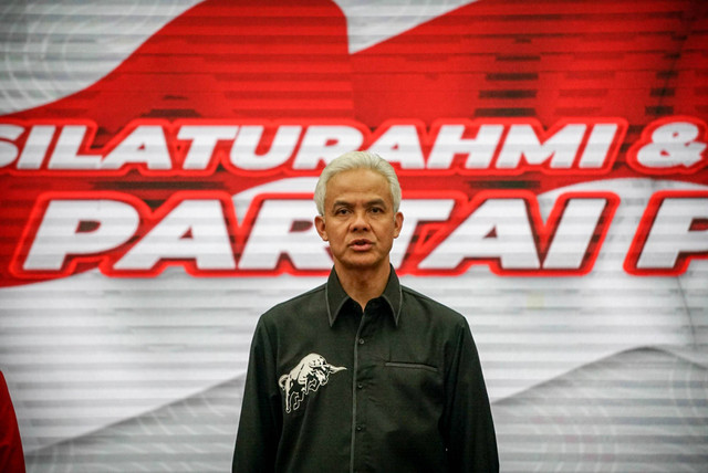 Bacapres PDIP Ganjar Pranowo menghadiri pertemuan dengan Partai Hanura di Kantor DPP PDIP, Jakarta, Senin (28/8/2023). Foto: Jamal Ramadhan/kumparan