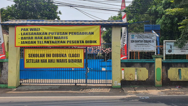Gedung SDN III, SDN IV dan SDN V Bantargebang, Bekasi disegel ahli waris. Foto: Dok. Istimewa