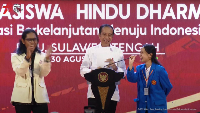 Presiden Jokowi saat Pembukaan Mahasabha XIII KMHDI 2023 di Palu, Rabu (30/8/2023). Foto: Youtube/Sekretariat Presiden