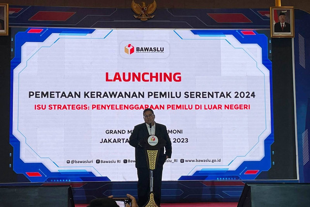 Bawaslu launching pemetaan kerawanan penyelenggaraan pemilu di luar negeri, Kamis (31/8/2023).  Foto: Annisa Thahira Madina/kumparan